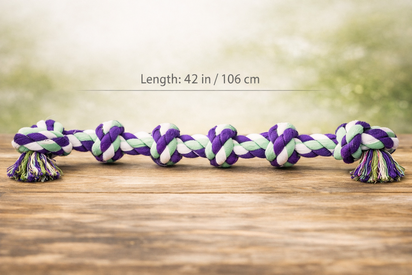 Heavy Duty Rope Chew & Tug Toy for Bite, Purple 6 Knot Large