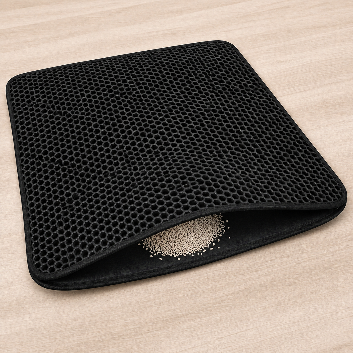 Cat Litter Trapping Mat, Honeycomb Double Layer Design, Urine and Water Proof Material, Scatter Control, Less Waste Easier to Clean, Washable