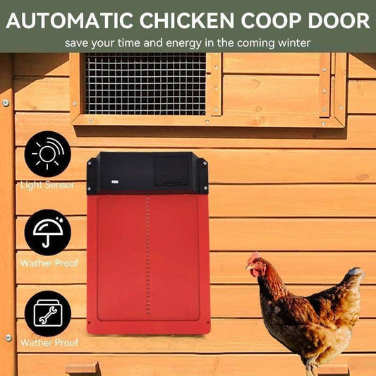Automatic Chicken Coop Door Opener Battery Powered Light Sense Control Waterproof Pet Flap Upgrade ABS House Gate