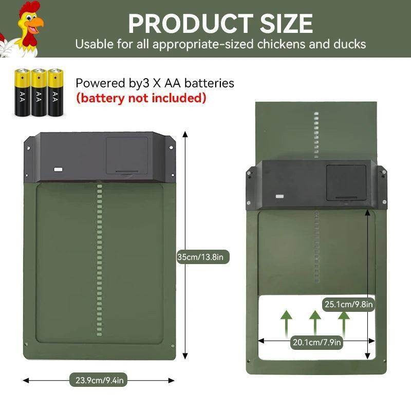 Automatic Chicken Coop Door Opener Battery Powered Light Sense Control Waterproof Pet Flap Upgrade ABS House Gate