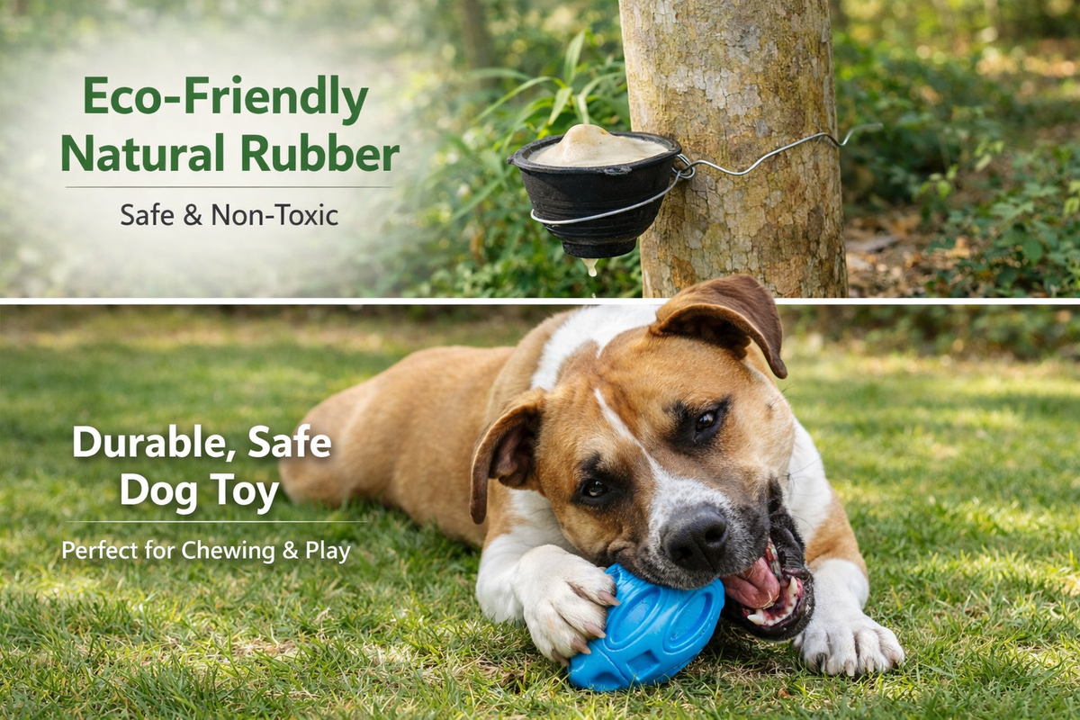 Blue Rubber Football Toy with Interactive Squeaker, Medium/Large Dogs Durable Aggressive Chewers