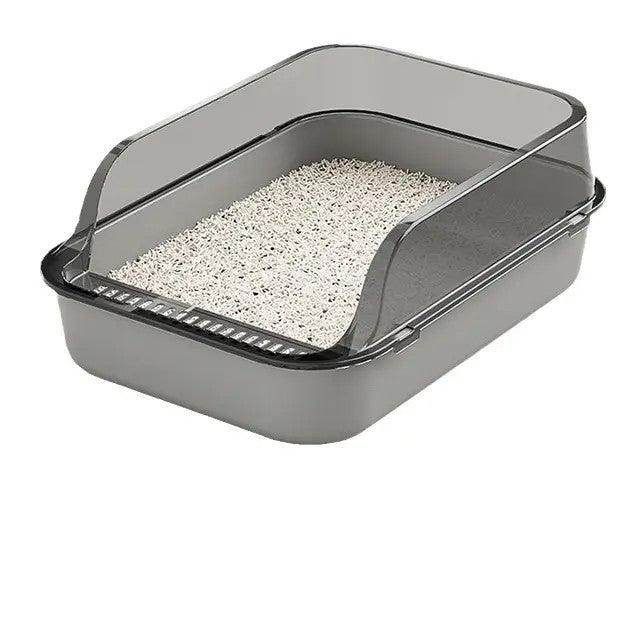 High-Sided Cat Litter Box Elevated Rim With Scooper - Simply Petastic