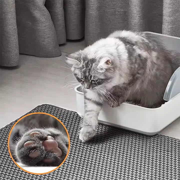 Cat Litter Trapping Mat, Honeycomb Double Layer Design, Urine and Water Proof Material, Scatter Control, Less Waste Easier to Clean, Washable