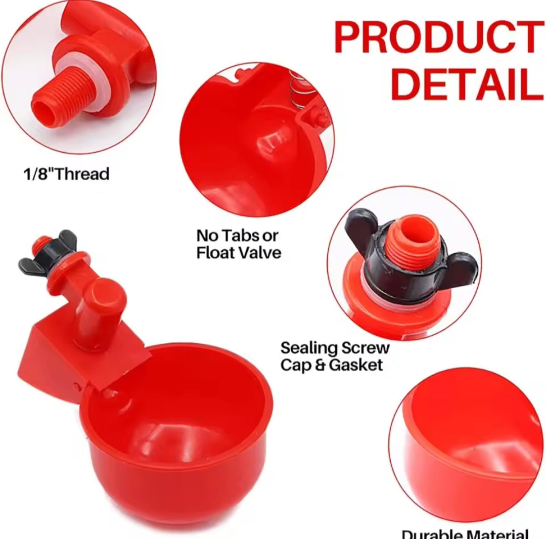 Automatic Water Cups Poultry Drinker Waterer Chicken Duck Quail Drinking Feeders