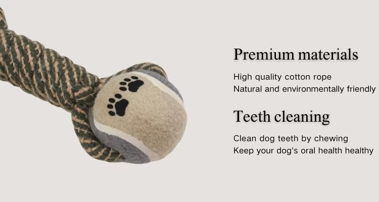 Dog Cotton Rope Toy, Dumbbell Ball Dog Toy, Chew Tennis Dog Toys