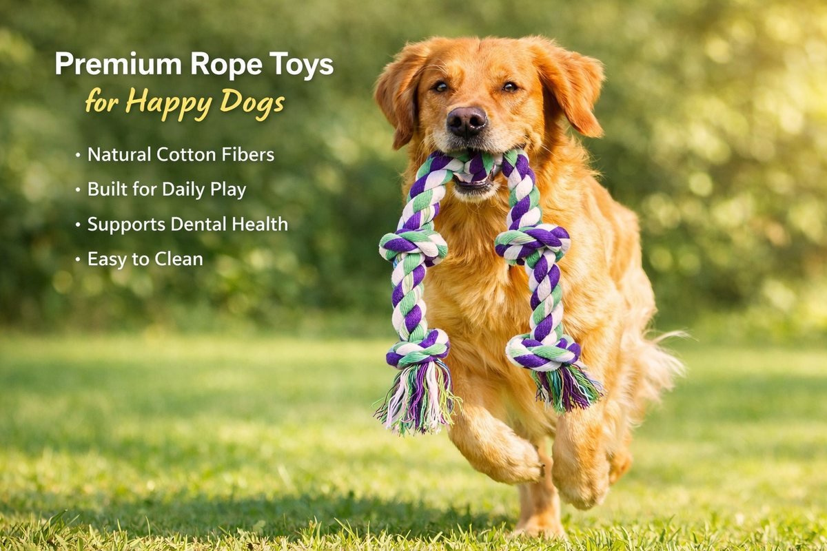 Heavy Duty Rope Chew & Tug Toy for Bite, Purple 6 Knot Large